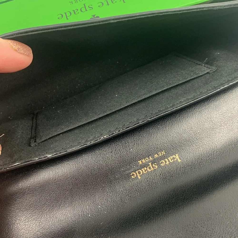 Kate Spade Leather Black Adjustable Belt Bag Bow Accent Size S/M New NWT in box